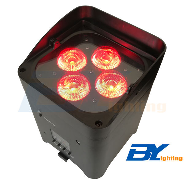 BY-864A 4 x 15W 6 in 1 RGBWA+UV Wireless DJ Uplighting With Rechargeable Battery and Mobile App Control