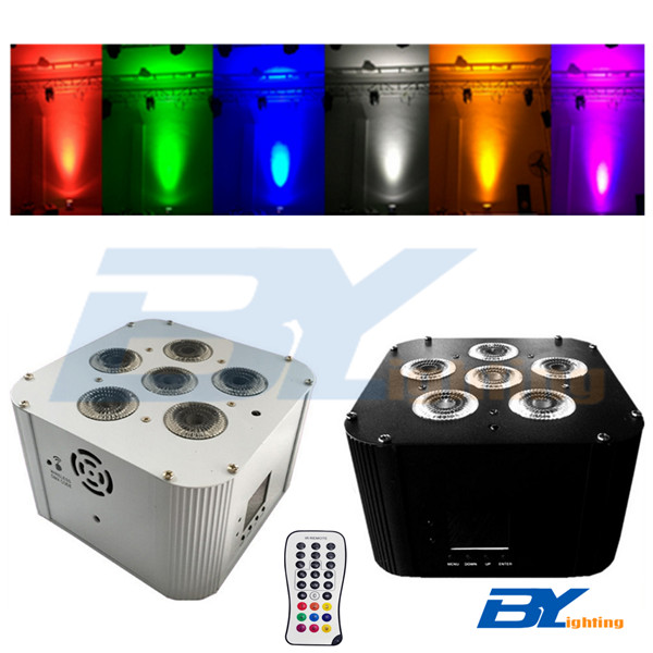 BY-866B  6x15W 6 in 1 RGBWA+UV LED Wireless Mini Par With Rechargeable Battery and Mobile App Control