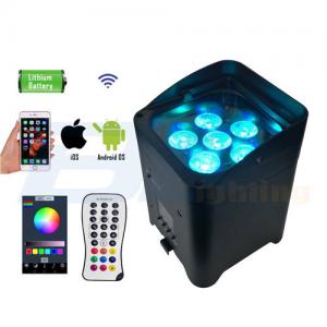 BY-866A 6 x 15W 6 in 1 RGBWA+UVLED Wireless DJ Uplighting With Rechargeable Battery and Mobile App Control